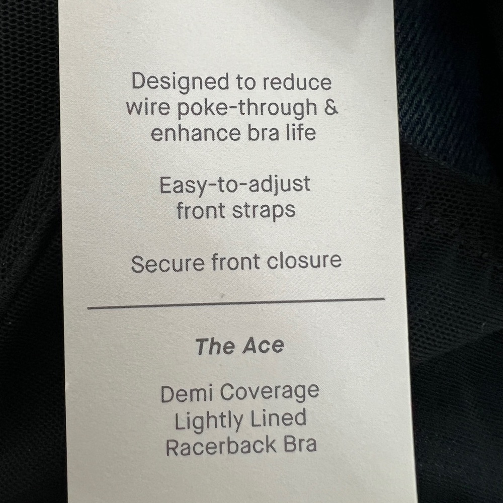 Auden The Ace Black Demi Fit Lace Racerback Bra Size 36C NEW - Picture 9 of 14